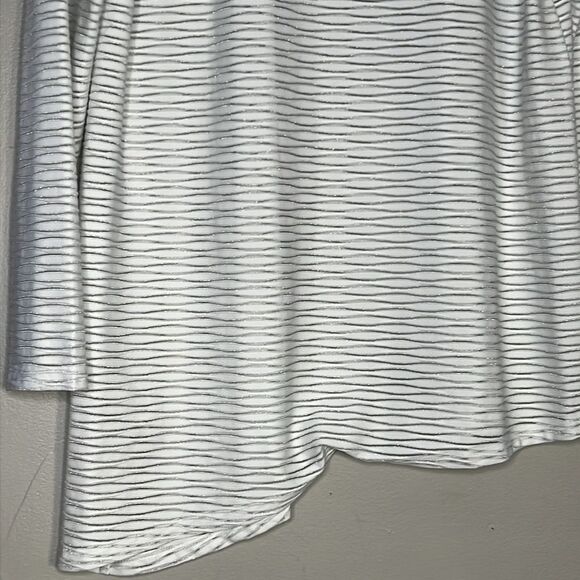 Calvin Klein silver striped long sleeve top with asymmetrical hem - Picture 10 of 11
